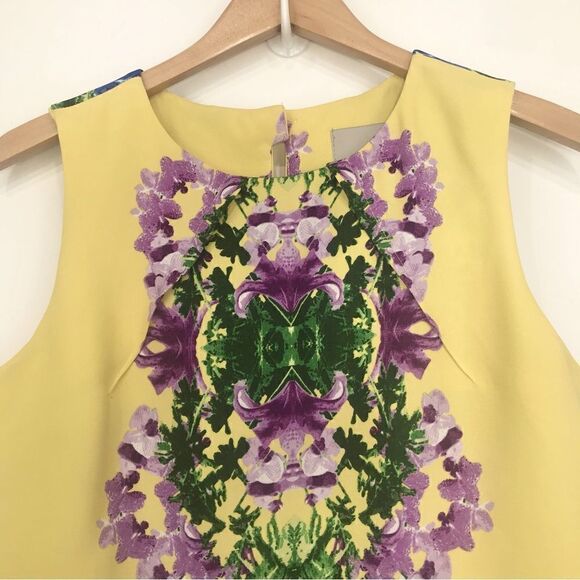 ASOS Yellow Botanical Mirror Print Sleeveless Blouse - Picture 2 of 12